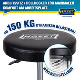 HAZET Drehhocker 195N-4 mit Vierkant-Rohrrahmen und Sitzhöhenverstellung 430-550 mm
