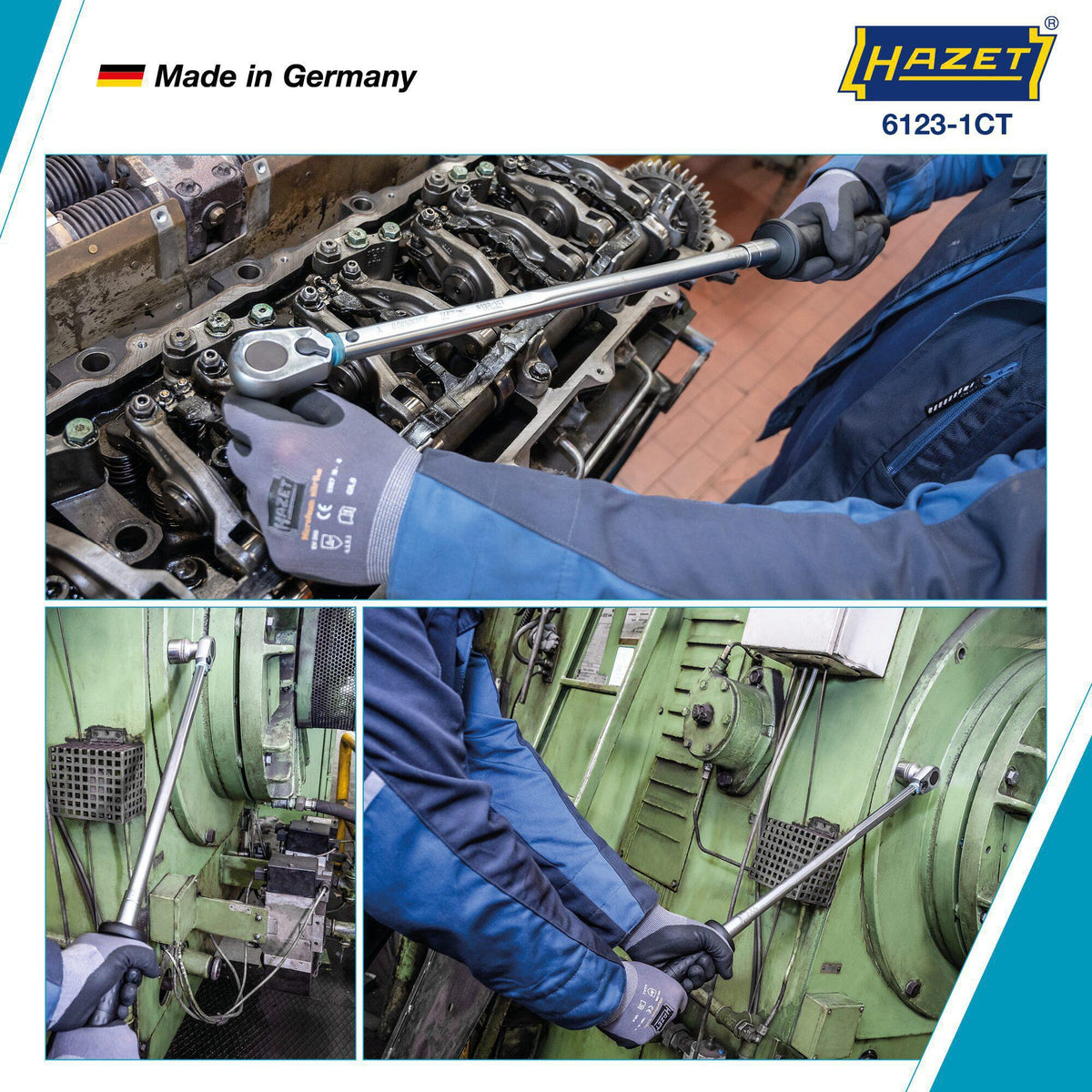 HAZET Drehmomentschlüssel 6111-1CT 3/8 Zoll 20-120 Nm mit Umschaltknarre und Kalibrierschein
