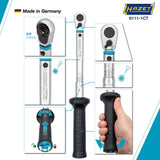 HAZET Drehmomentschlüssel 6111-1CT 3/8 Zoll 20-120 Nm mit Umschaltknarre und Kalibrierschein