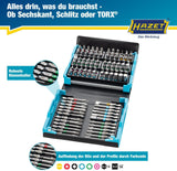 HAZET Bitsortiment SmartCase 2200SC-3 96-teilig mit Farbcode für Schlitz, PH, PZ, TX und Innen-6Kt.