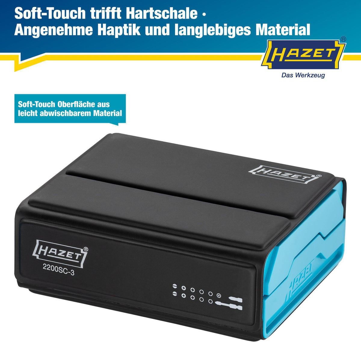 HAZET Bitsortiment SmartCase 2200SC-3 96-teilig mit Farbcode für Schlitz, PH, PZ, TX und Innen-6Kt.