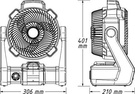 HAZET Akku-Ventilator 9544-10 – Hybrid 18V/230V, 400 mm, stufenlos, ohne Akku