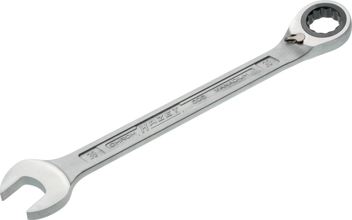HAZET Maulringratschenschlüssel 606 SW 8 mm – umschaltbar, Ringseite 13° abgewinkelt, 60 Zähne