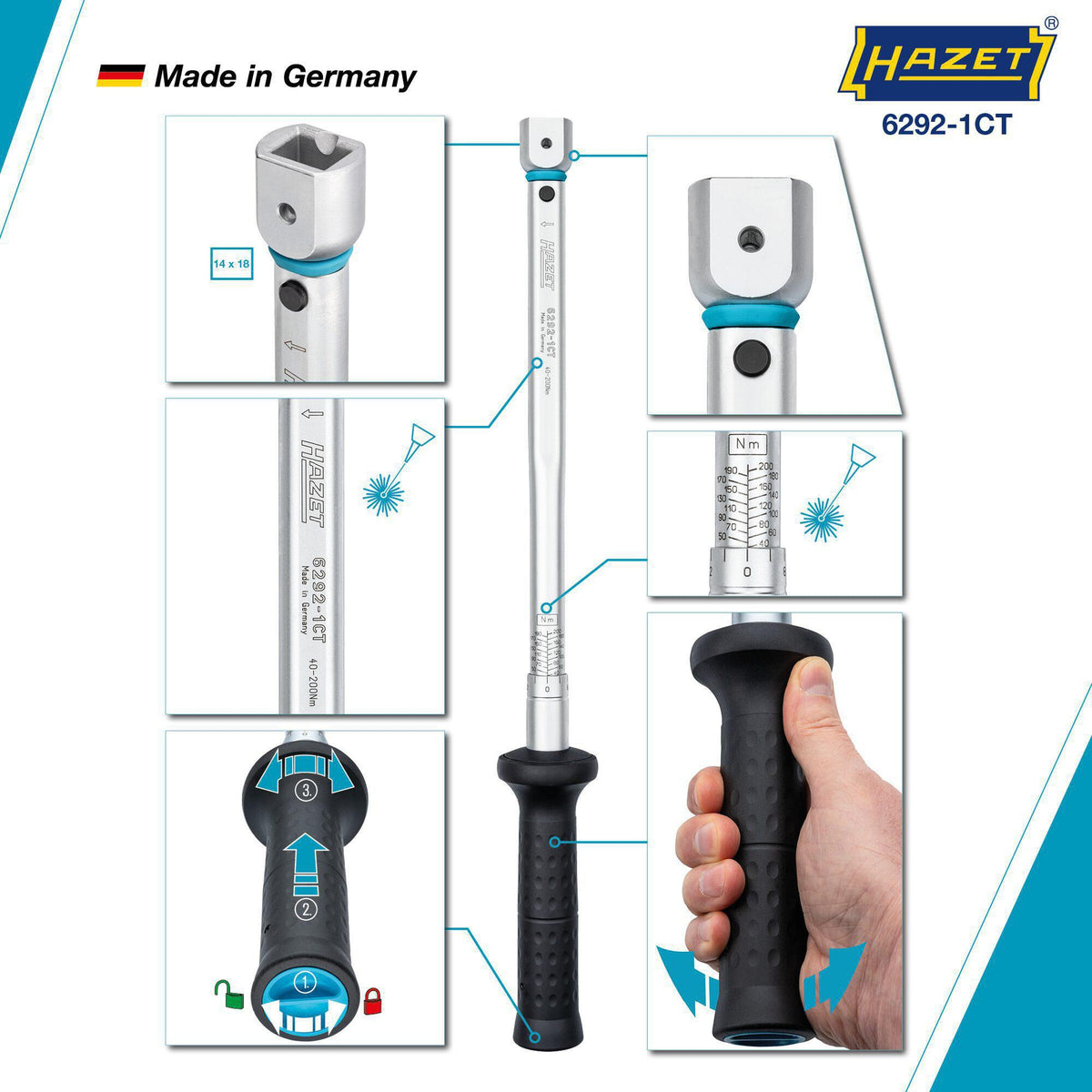 HAZET Drehmomentschlüssel 6280-1CT 2-10 Nm mit 9x12 mm Einsteckaufnahme