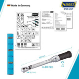 HAZET Drehmomentschlüssel 6108-1CT 1/4 Zoll 2-10 Nm mit Umschaltknarre und Kalibrierschein