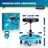 HAZET Drehhocker 195N-4 mit Vierkant-Rohrrahmen und Sitzhöhenverstellung 430-550 mm