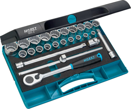 HAZET Steckschlüsselsatz 900Z 25-teilig 1/2 Zoll SW 10-32 mm 90 Zähne 12-kant