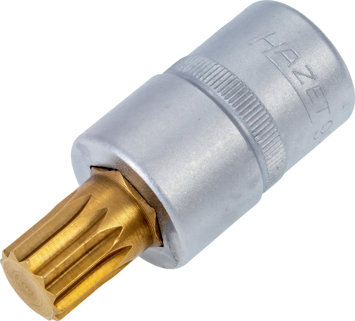 HAZET Steckschlüsseleinsatz 990-10 1/2 Zoll Innen-Vielzahn M10, 53 mm, TiN-beschichtet
