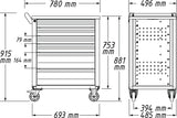 HAZET Werkzeugwagen 177-6, 780x498x915 mm, 6 Schubladen, Stahlblech, blau