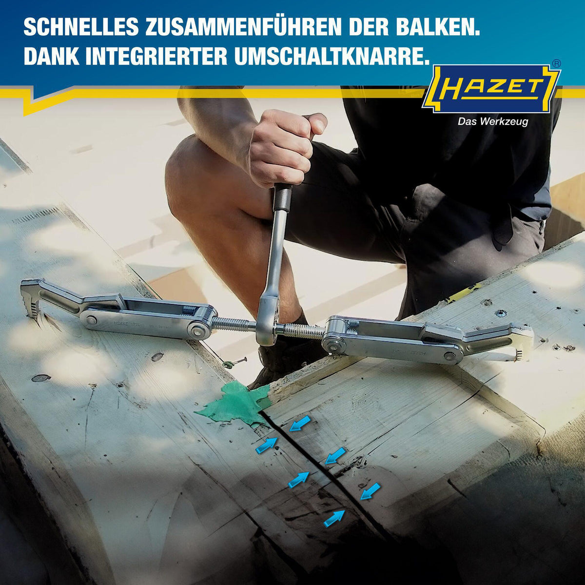 HAZET Zuggerät 1774-1 – Spannweite 115 mm, Gesamtbreite 440 mm, Umschaltknarre