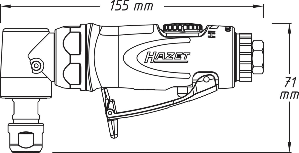 HAZET Druckluftstabschleifer 9032N-5 – 2000-20000 min-¹, 6 mm, Winkelausführung