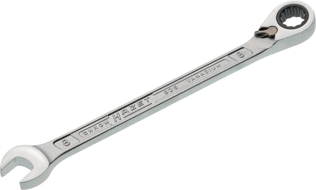 HAZET Maulringratschenschlüssel 606 SW 8 mm – umschaltbar, Ringseite 13° abgewinkelt, 60 Zähne