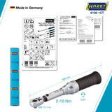 HAZET Drehmomentschlüssel 6108-1CT 1/4 Zoll 2-10 Nm mit Umschaltknarre und Kalibrierschein