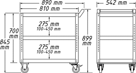HAZET Servicewagen H896xB890xT542mm – Traglast 50 kg pro Ebene, HAZET-BLAU