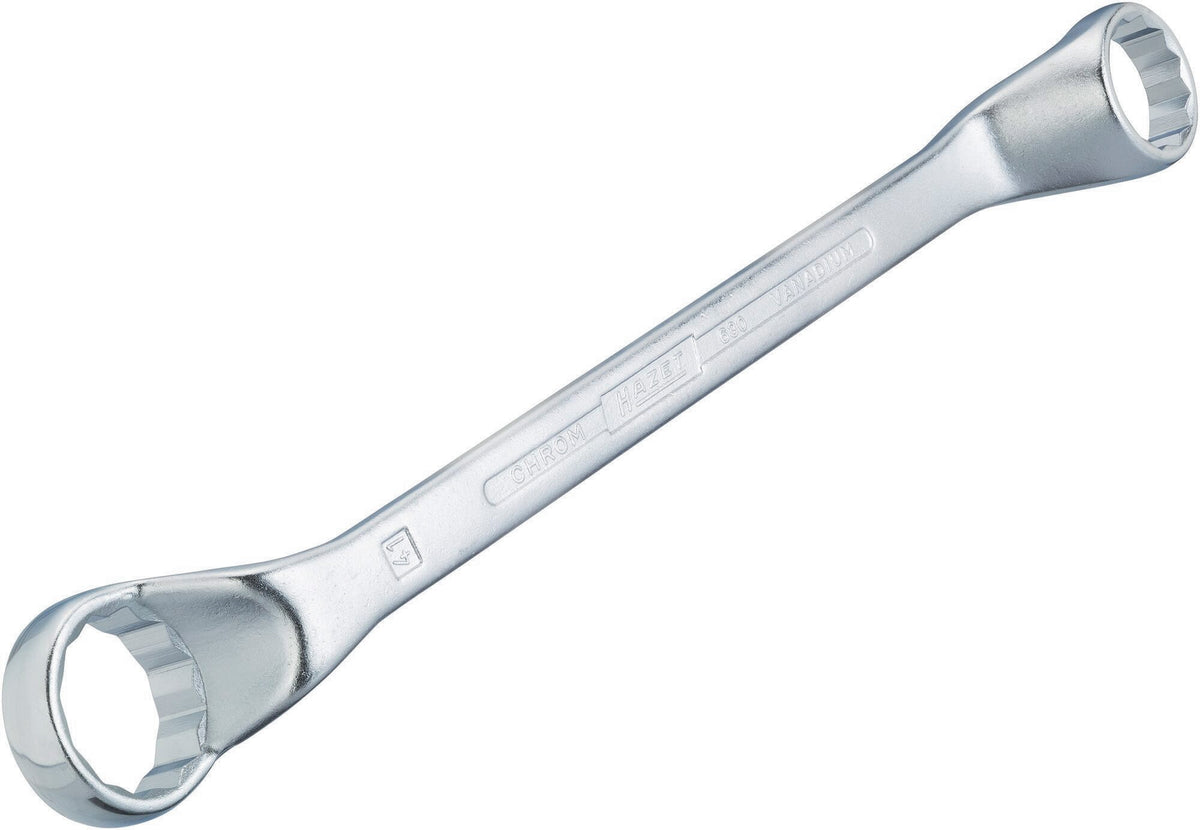 HAZET Doppelringschlüssel 630 12x13mm 220mm – tief gekröpft, CV-Stahl, verchromt
