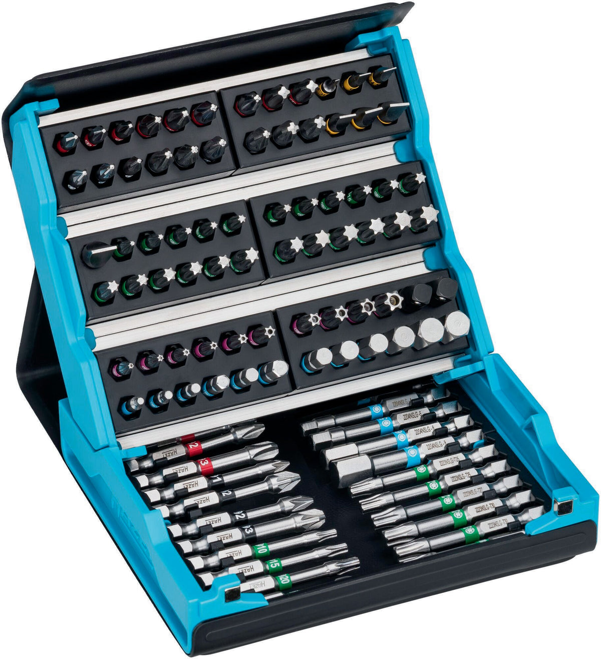 HAZET Bitsortiment SmartCase 2200SC-3 96-teilig mit Farbcode für Schlitz, PH, PZ, TX und Innen-6Kt.