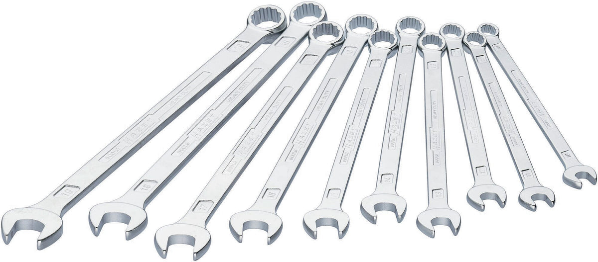 HAZET Ringmaulschlüsselsatz 600LG/10, 10-teilig, SW 10-19 mm, extra lang, CV-Stahl, verchromt
