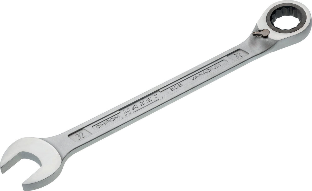 HAZET Maulringratschenschlüssel 606 SW 8 mm – umschaltbar, Ringseite 13° abgewinkelt, 60 Zähne