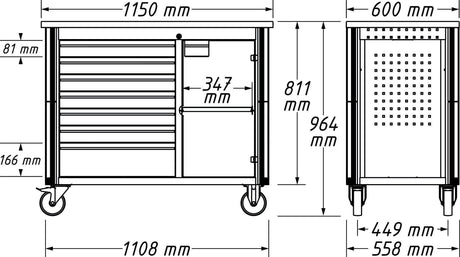 HAZET Werkzeugwagen 179NW-7/230 mit 230-teiligem Werkzeugsatz, 7 Schubladen, 1000 kg