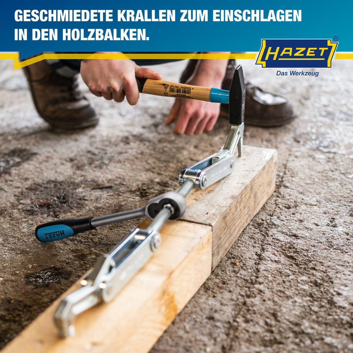 HAZET Zuggerät 1774-1 – Spannweite 115 mm, Gesamtbreite 440 mm, Umschaltknarre