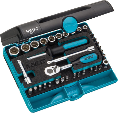 HAZET Steckschlüsselsatz 853-1 36-teilig 1/4 Zoll SW 5,5-14 mm 6-kant 90 Zähne