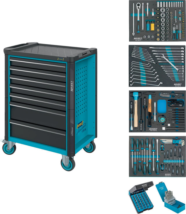 HAZET Werkzeugwagen 179N-7/220 – 7 Schubladen, 220-teilig, 540 kg, Stahlblech blau