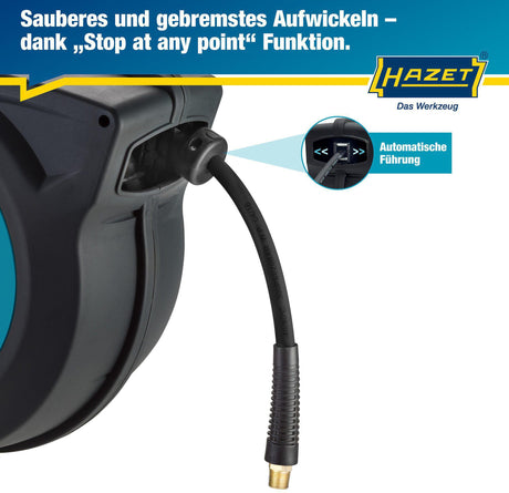HAZET Druckluftschlauchtrommel 9040N-10 für Druckluft und Wasser, 15 m, automatisch