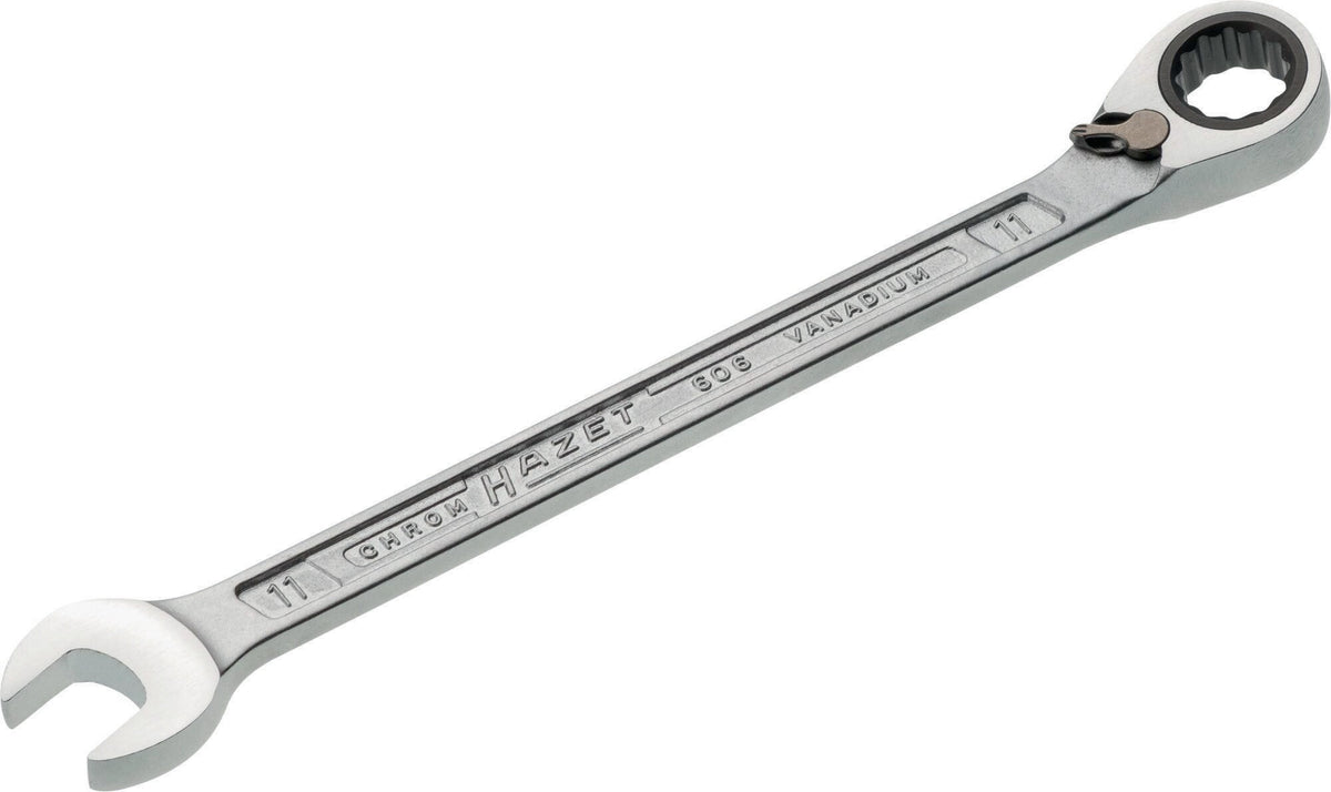 HAZET Maulringratschenschlüssel 606 SW 8 mm – umschaltbar, Ringseite 13° abgewinkelt, 60 Zähne