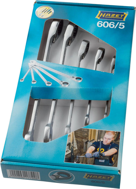 HAZET Knarrenringmaulschlüsselsatz 606/5 5-teilig SW 8-19 mm umschaltbar