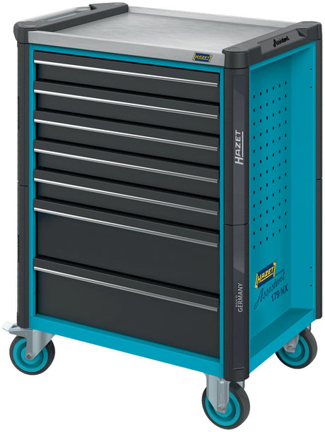 HAZET Werkzeugwagen 179NX-7/137 mit 137-teiligem Sortiment, 7 Schubladen, 1000 kg, Edelstahl-Arbeitsfläche