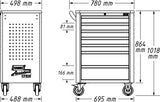 HAZET Werkzeugwagen 176N-7 – 480 kg, 7 Schubladen, B498 x T780 x H1018 mm