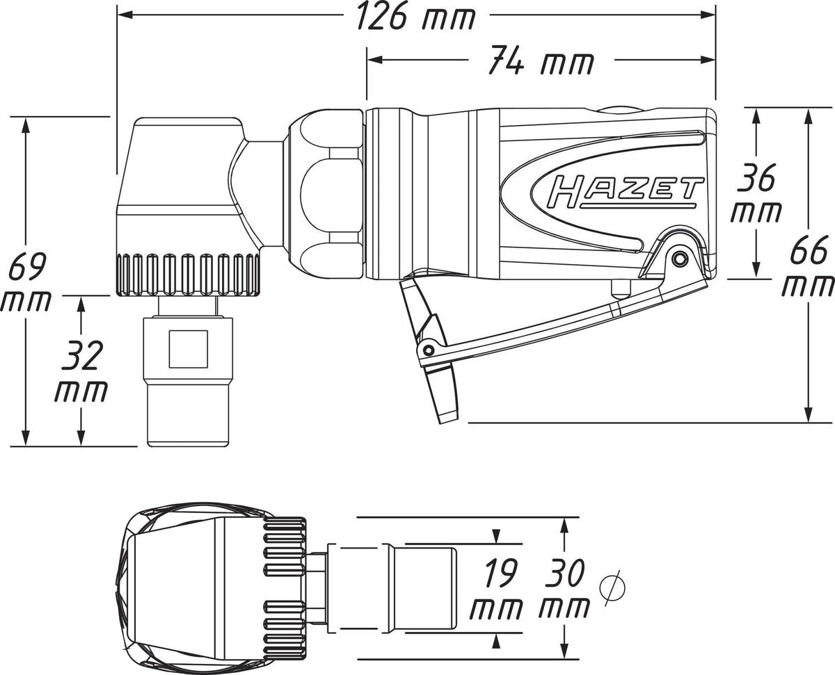 HAZET Druckluftstabschleifer 9032M-5 mit 18000 min-¹ und 6 mm Spannzange
