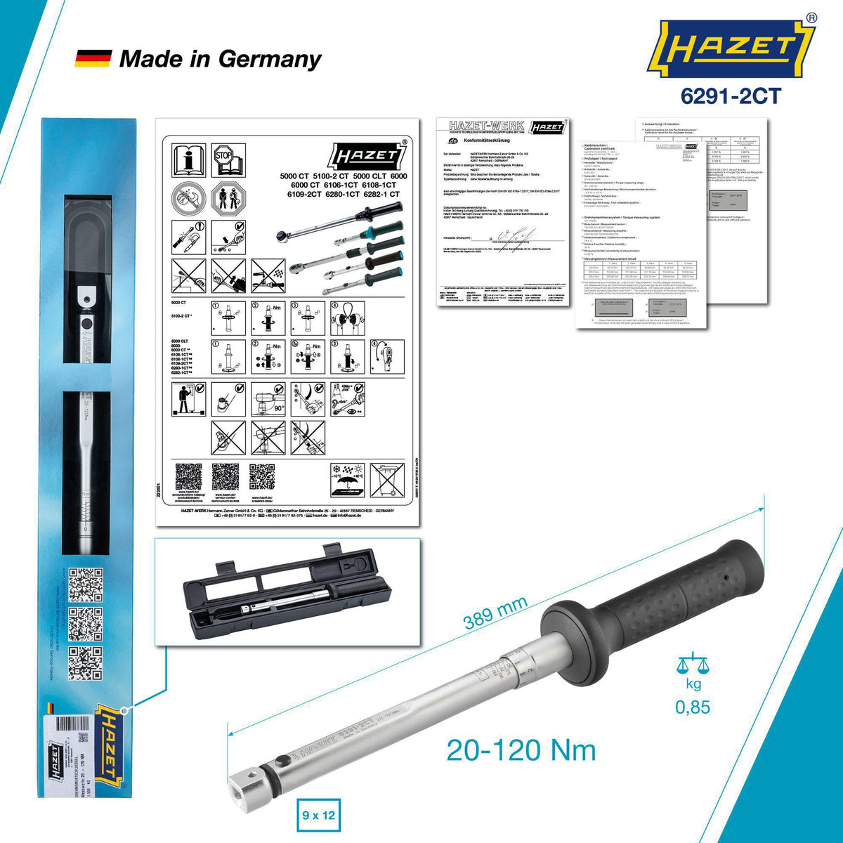 HAZET Drehmomentschlüssel 6280-1CT 2-10 Nm mit 9x12 mm Einsteckaufnahme