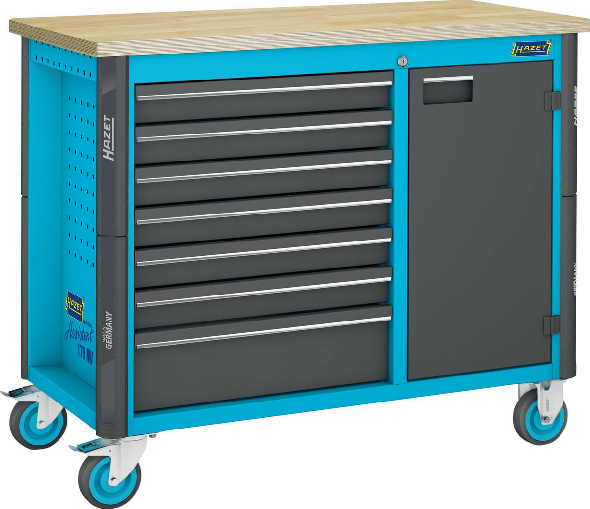 HAZET Werkzeugwagen 179NW-7/230 mit 230-teiligem Werkzeugsatz, 7 Schubladen, 1000 kg