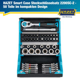 HAZET Steckschlüssel- und Bitsortiment SmartCase 2200SC-2, 50-teilig, 1/4″