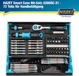HAZET Bitsortiment SmartCase 2200SC-31, 73-teilig, Schlitz/PH/PZD/TX/Innen-6Kt. mit Farbcode