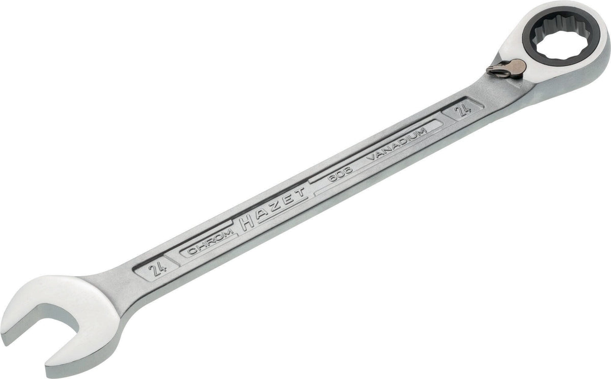 HAZET Maulringratschenschlüssel 606 SW 8 mm – umschaltbar, Ringseite 13° abgewinkelt, 60 Zähne