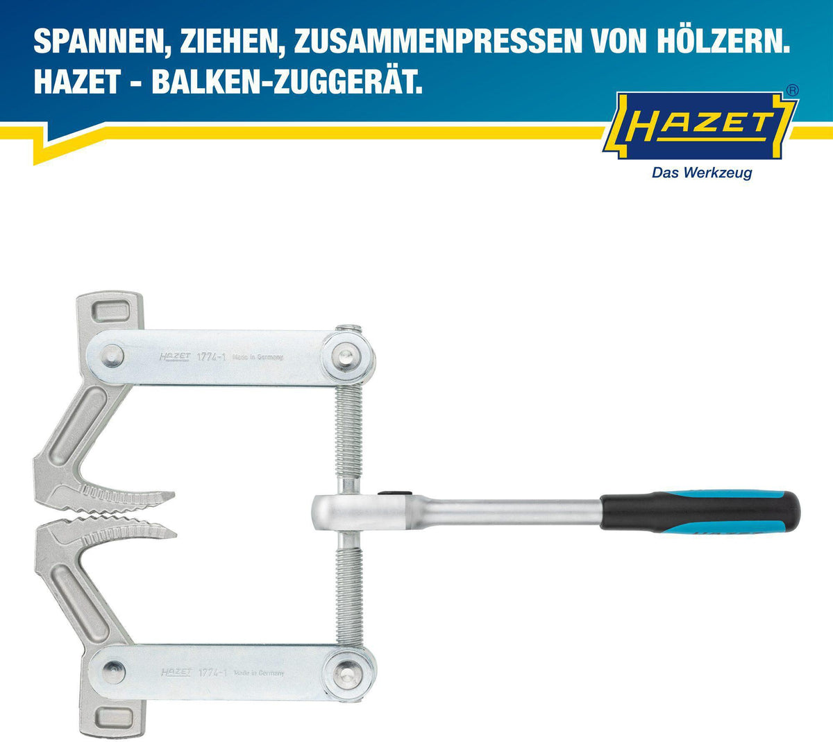HAZET Zuggerät 1774-1 – Spannweite 115 mm, Gesamtbreite 440 mm, Umschaltknarre