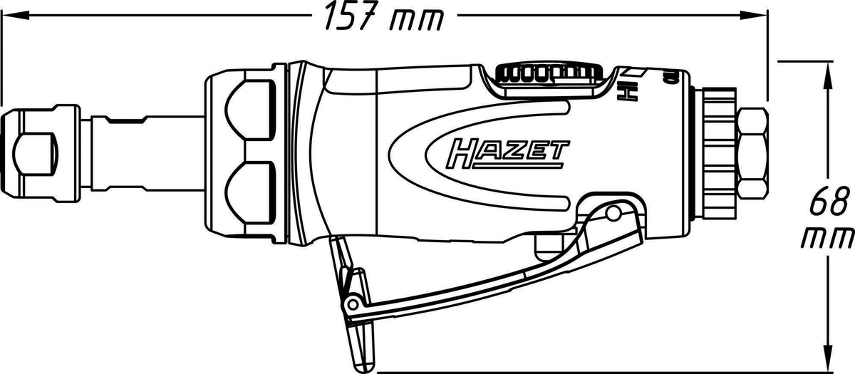 HAZET Druckluftstabschleifer 9032N-1, 2000-25000 min-¹, 6 mm – stufenlose Drehzahlregulierung