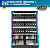 HAZET Bitsortiment SmartCase 2200SC-3 96-teilig mit Farbcode für Schlitz, PH, PZ, TX und Innen-6Kt.