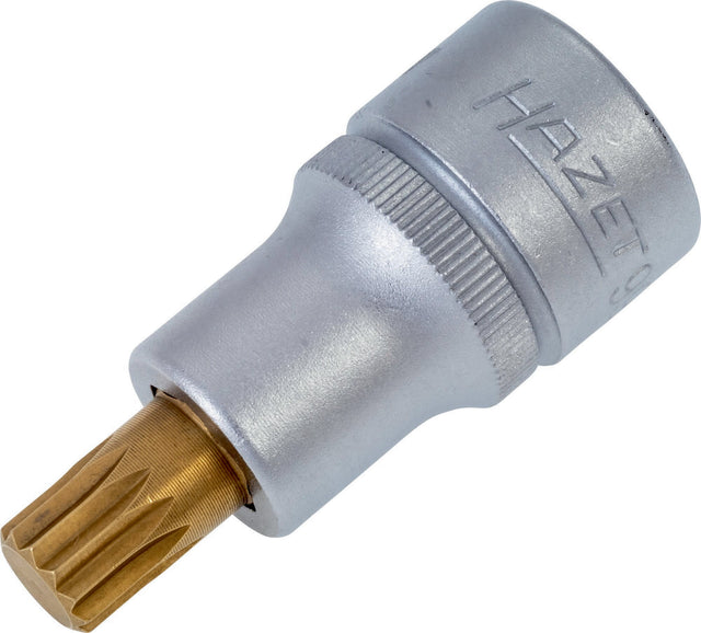 HAZET Steckschlüsseleinsatz 990-10 1/2 Zoll Innen-Vielzahn M10, 53 mm, TiN-beschichtet