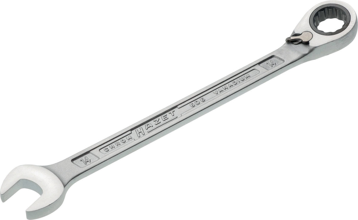 HAZET Maulringratschenschlüssel 606 SW 8 mm – umschaltbar, Ringseite 13° abgewinkelt, 60 Zähne