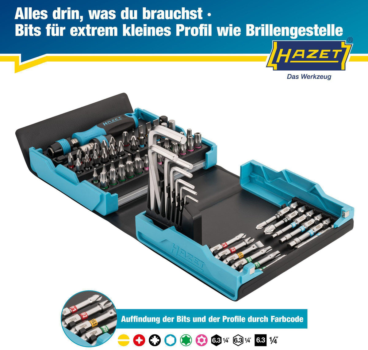 HAZET Bitsortiment SmartCase 2200SC-1 69-teilig Schlitz/PH/PZD/6Kt./TX/TX-Bo