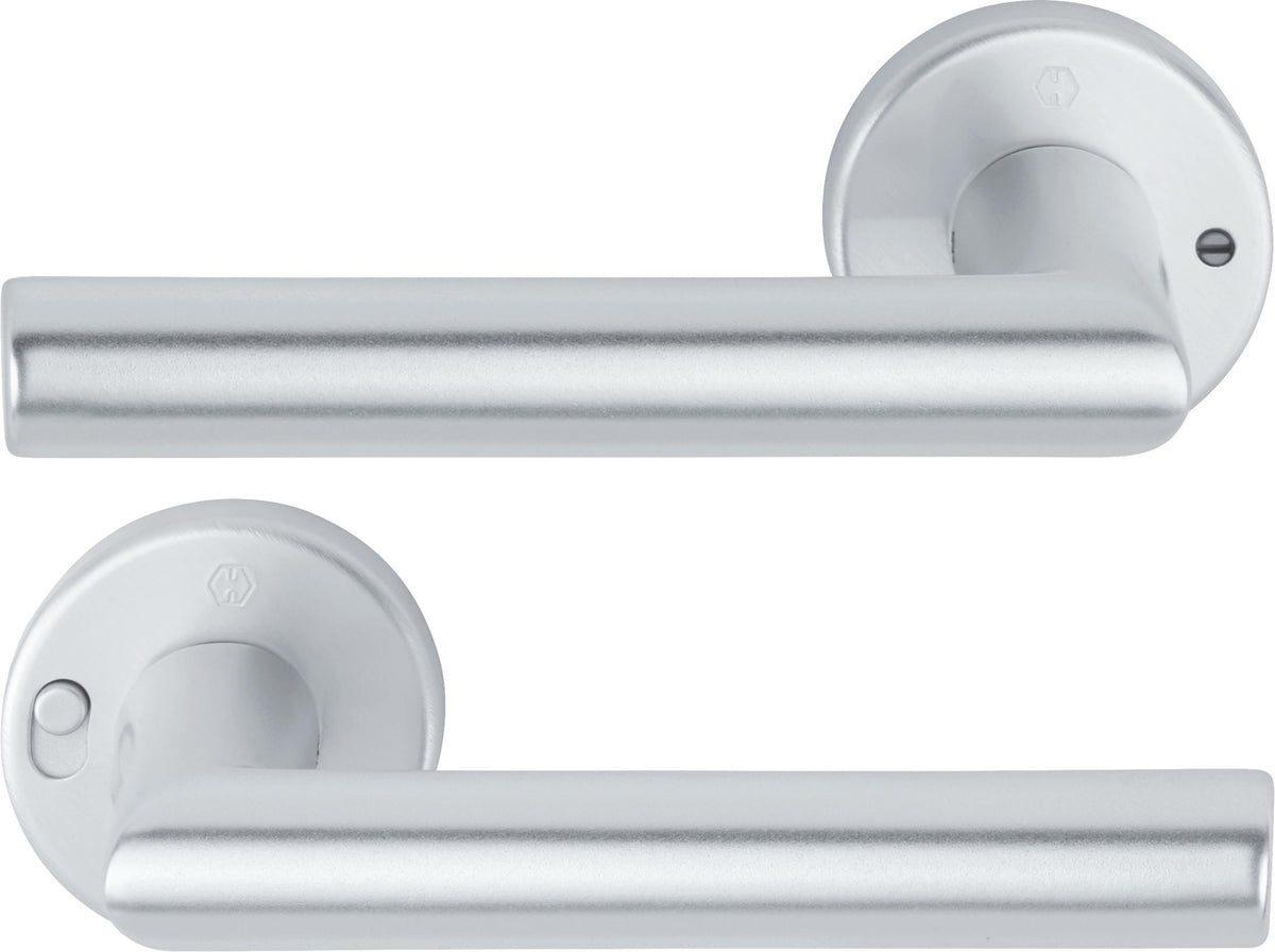 HOPPE Drückergarnitur Amsterdam 1400/42VR Aluminium F1 rund DIN rechts mit MiniLock Verriegelung