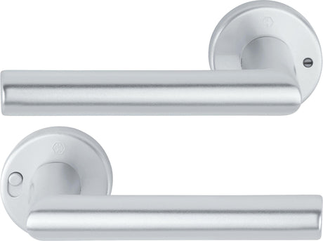HOPPE Drückergarnitur Amsterdam 1400/42VR Aluminium F1 rund DIN rechts mit MiniLock Verriegelung