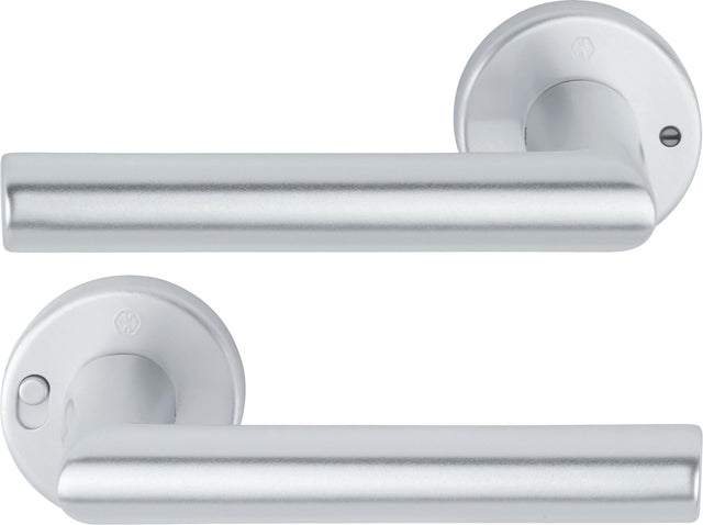 HOPPE Drückergarnitur Amsterdam 1400/42VR Aluminium F1 rund DIN rechts mit MiniLock Verriegelung
