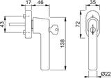 HOPPE Dreh-/Kipp-Fenstergriff Amsterdam E0400S/UD9056 abschließbar SecuForte® Edelstahl