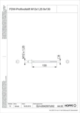 HOPPE Vierkantstift STI-PRV-FDW-M12, 9 x 130 mm, verzinkt, mit gehärteter Flachfeder