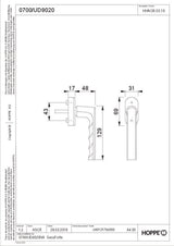 HOPPE Fenstergriff Hamburg 0700/UD9020 SecuForte® VarioFit® Alu F1 naturfarbig