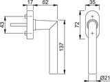 HOPPE Dreh-/Kipp-Fenstergriff Amsterdam 0400/UD9056 mit SecuForte® und VarioFit®, Aluminium F1 silberfarben